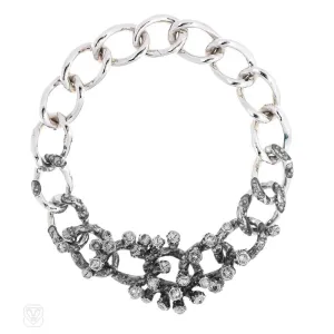 Swarovski black diamond crystal and enamel coral branch motif necklace