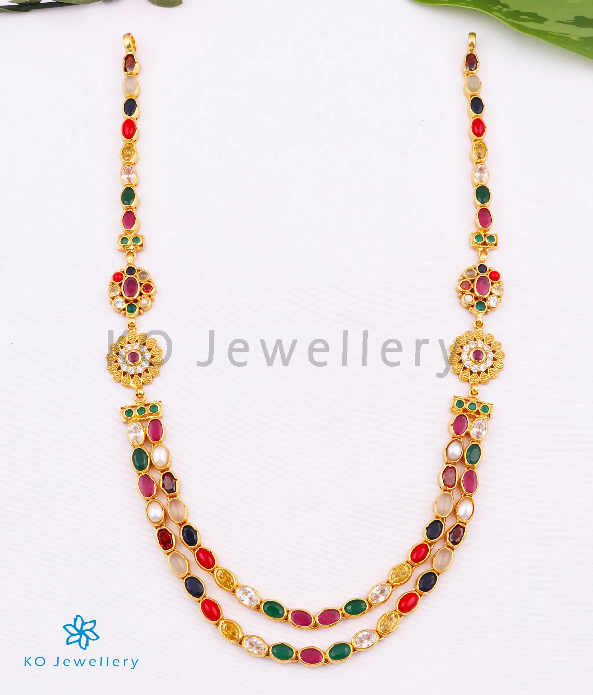 The Emaya Silver Navaratna Necklace(2 Layers)