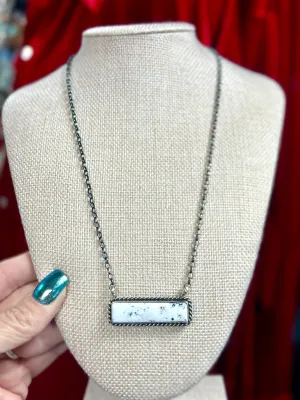 The Gallup NA Sterling Silver Buffalo Turquoise (Real) Bar Necklace
