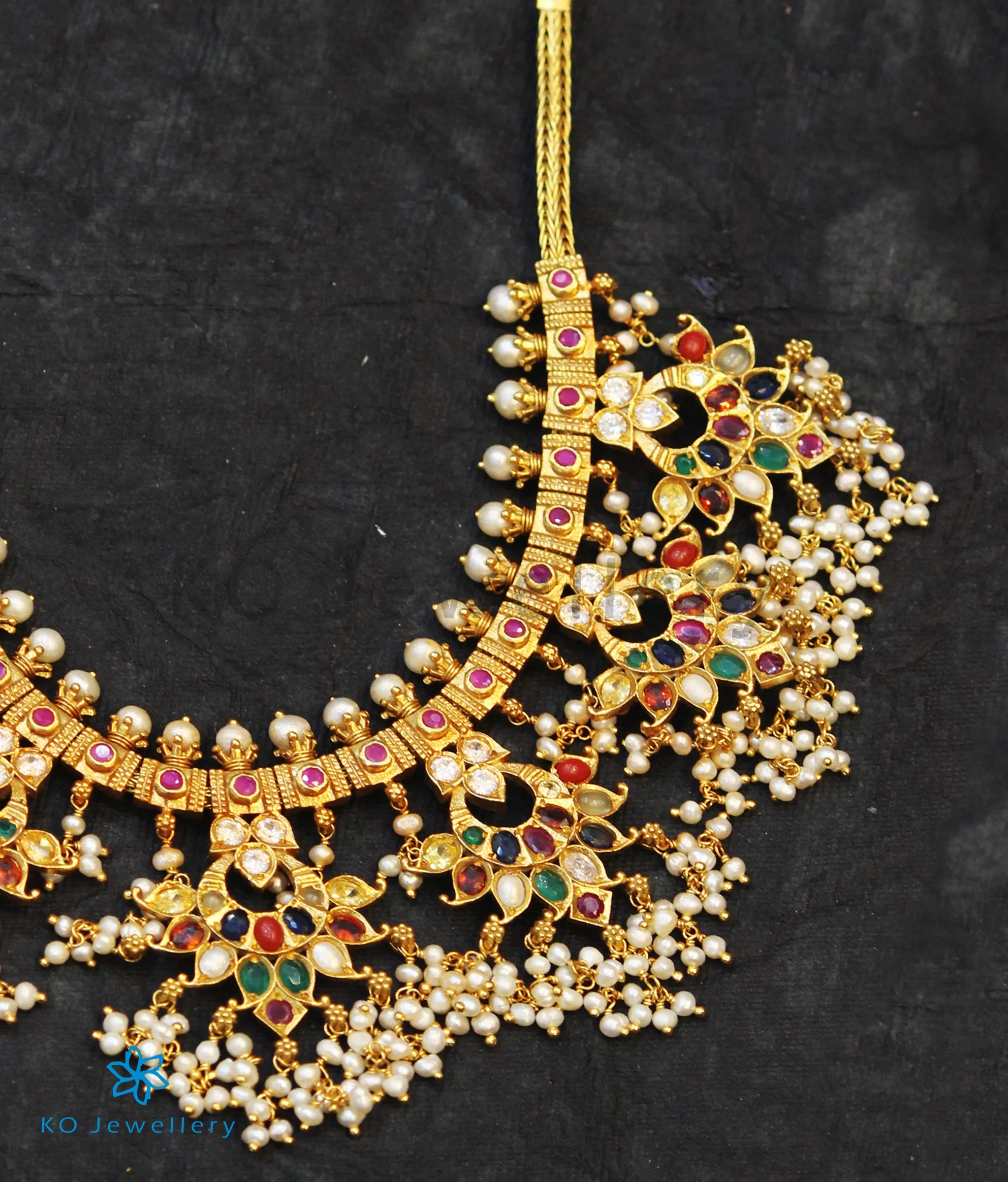 The Parijata Silver Navaratna Guttapusalu Necklace