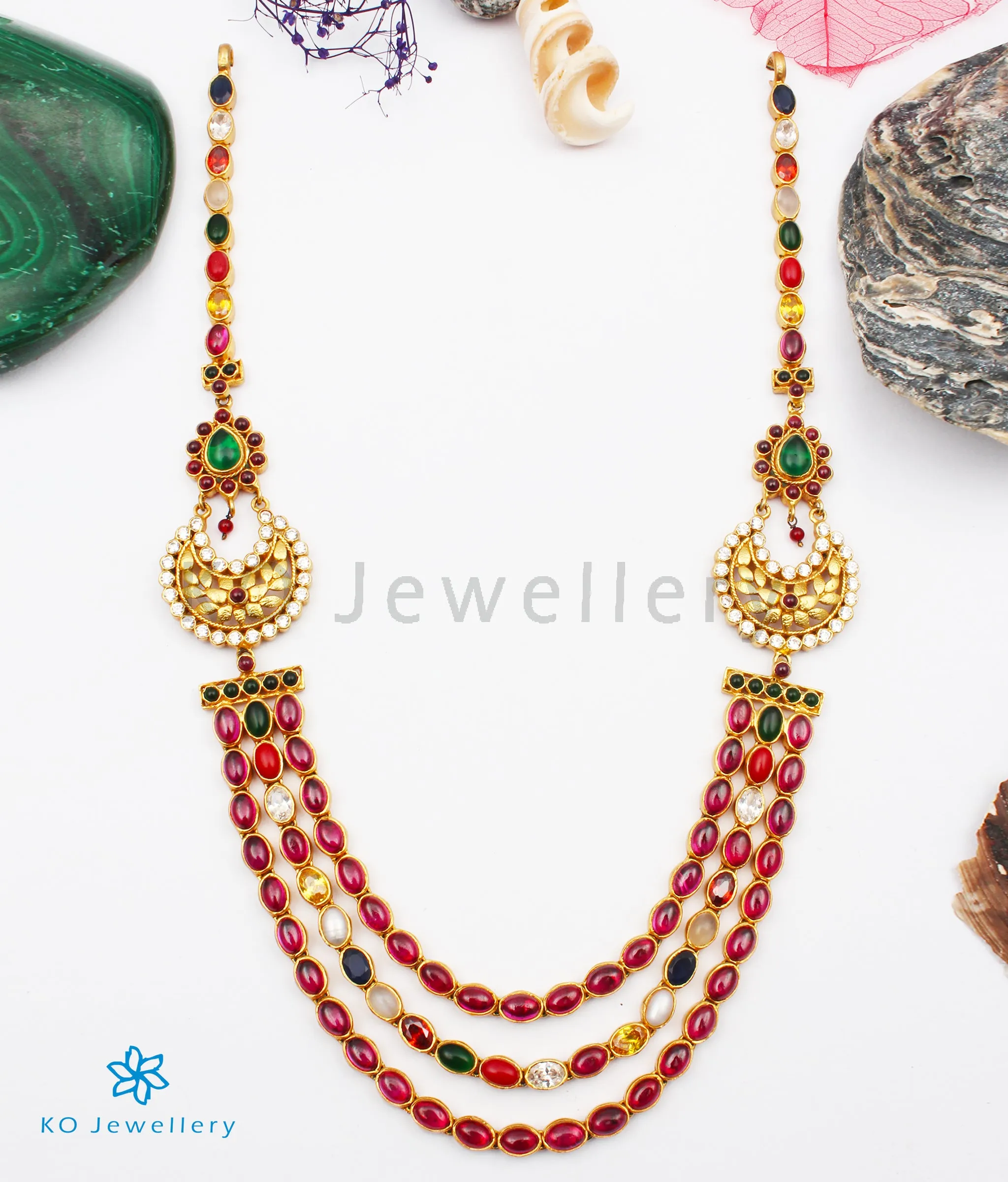 The Rituparna Silver Navaratna Necklace