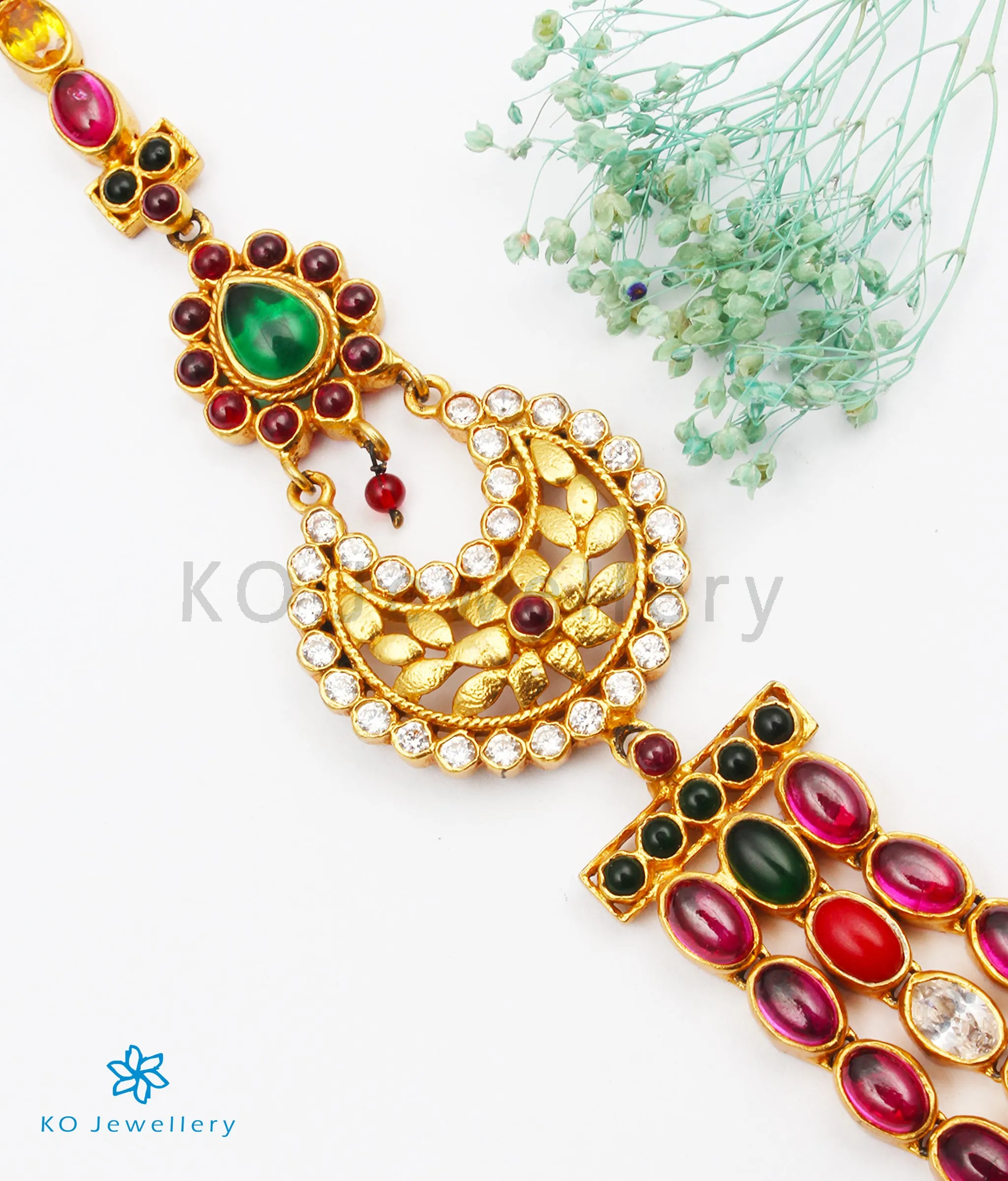 The Rituparna Silver Navaratna Necklace