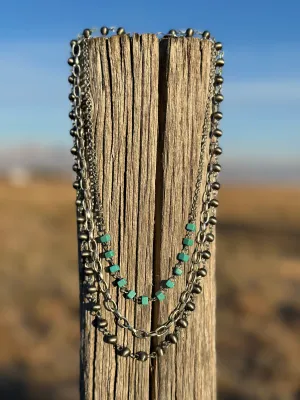 The Silver Chains Turquoise Necklace