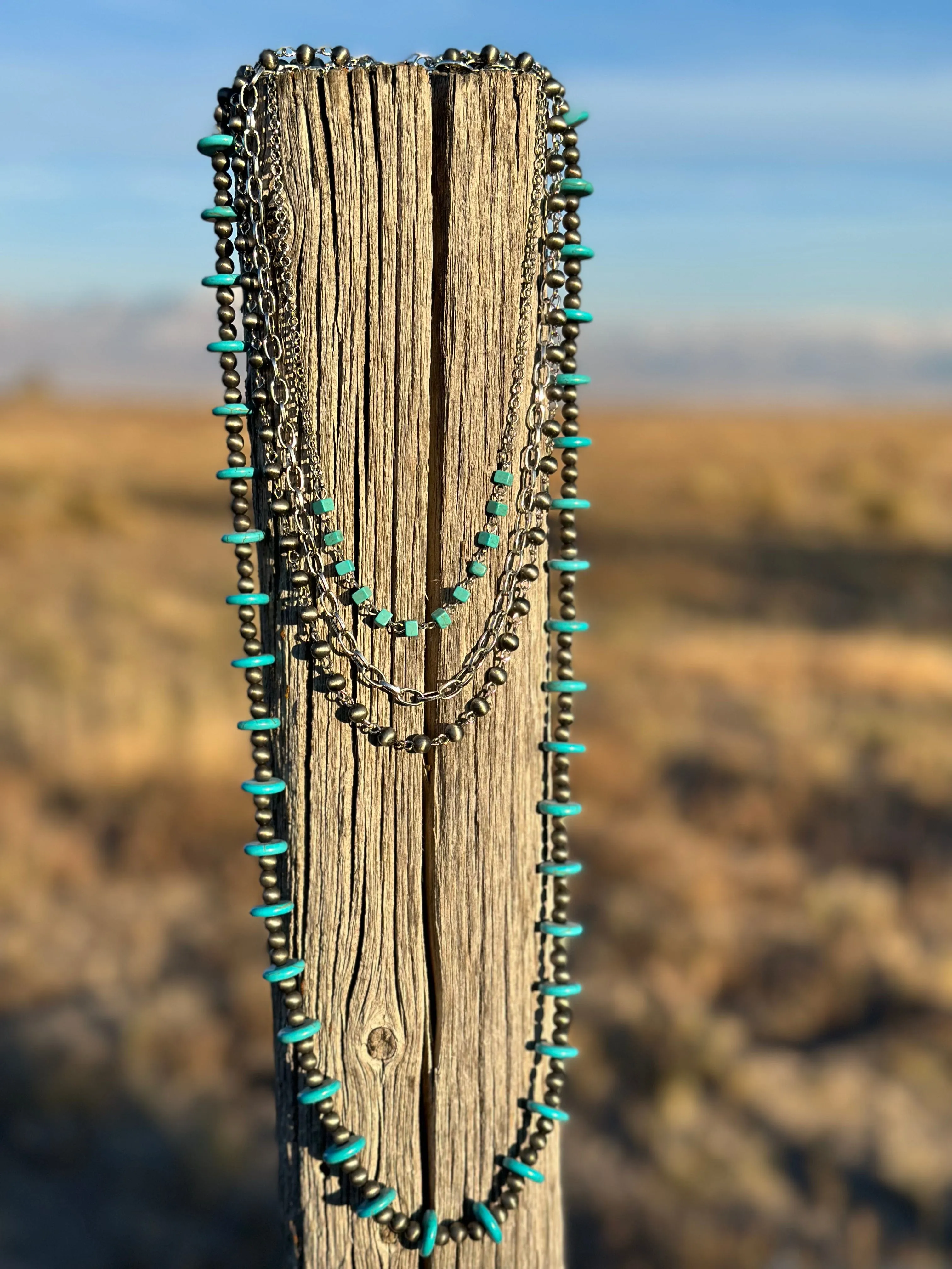 The Silver Chains Turquoise Necklace