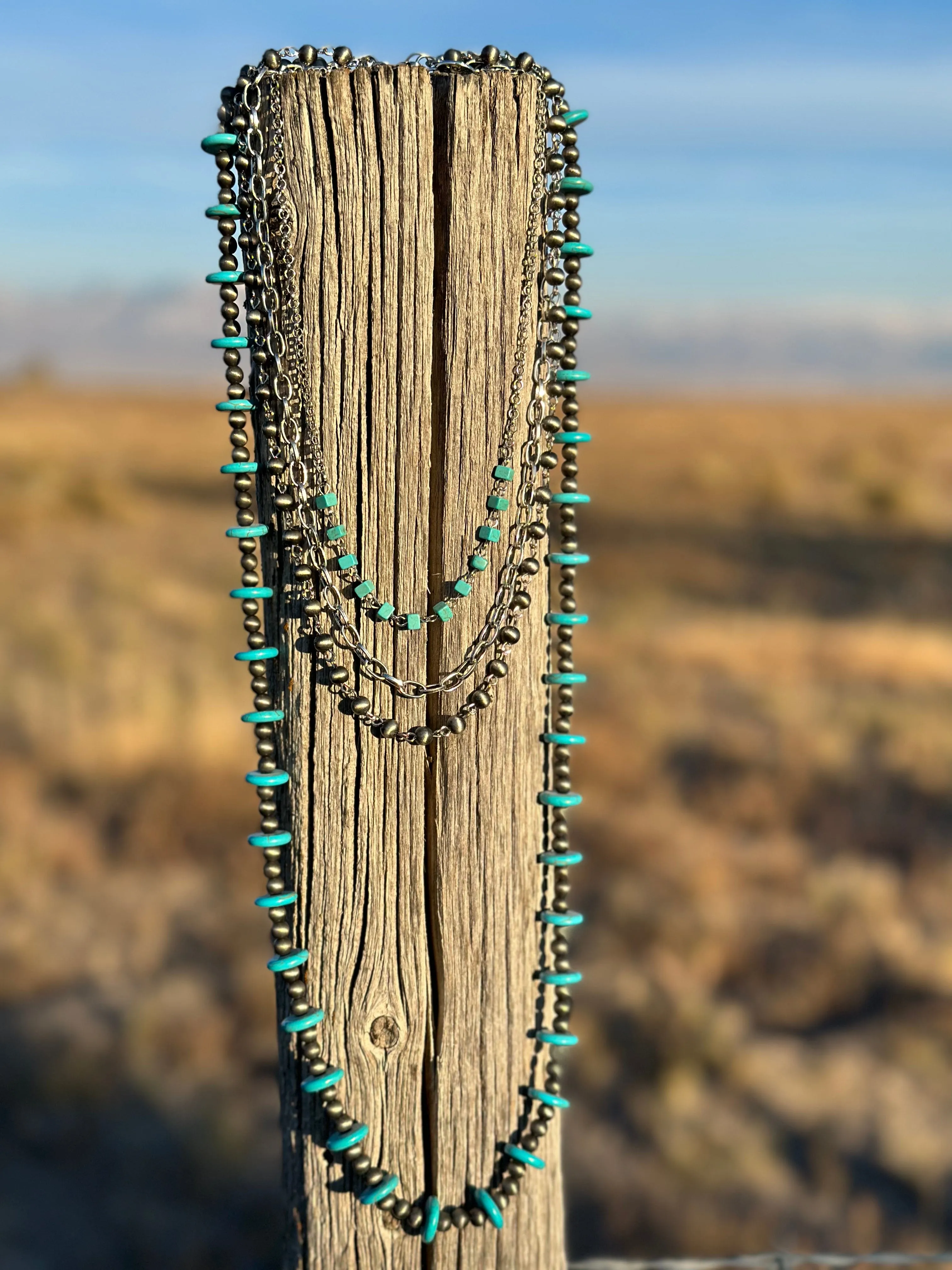 The Silver Chains Turquoise Necklace