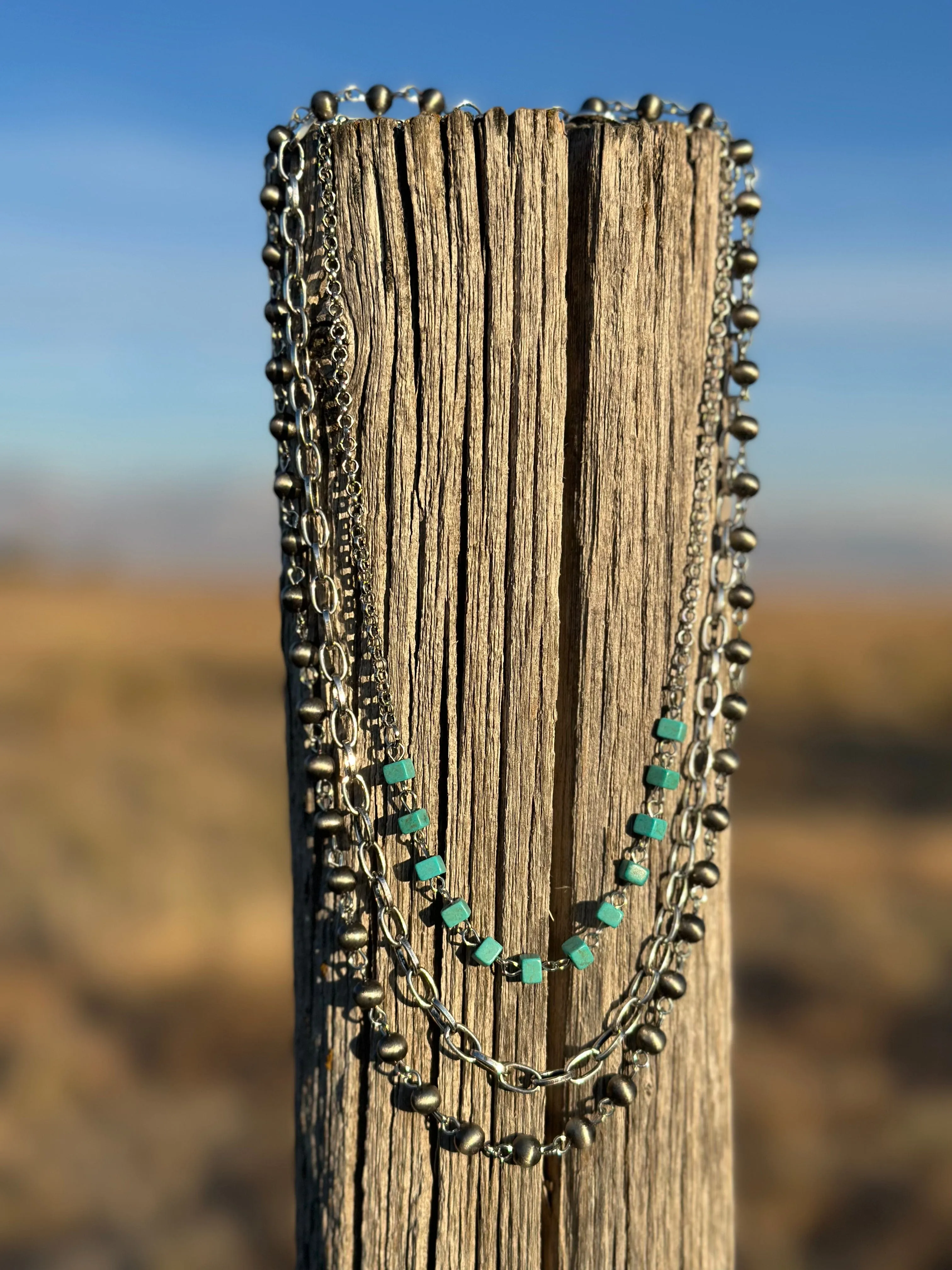 The Silver Chains Turquoise Necklace