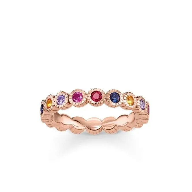Thomas Sabo Royalty Colourful Filigree Stone Rose Gold Ring TR2148-068-7