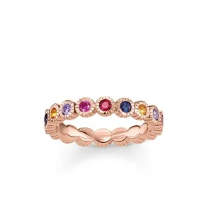 Thomas Sabo Royalty Colourful Filigree Stone Rose Gold Ring TR2148-068-7