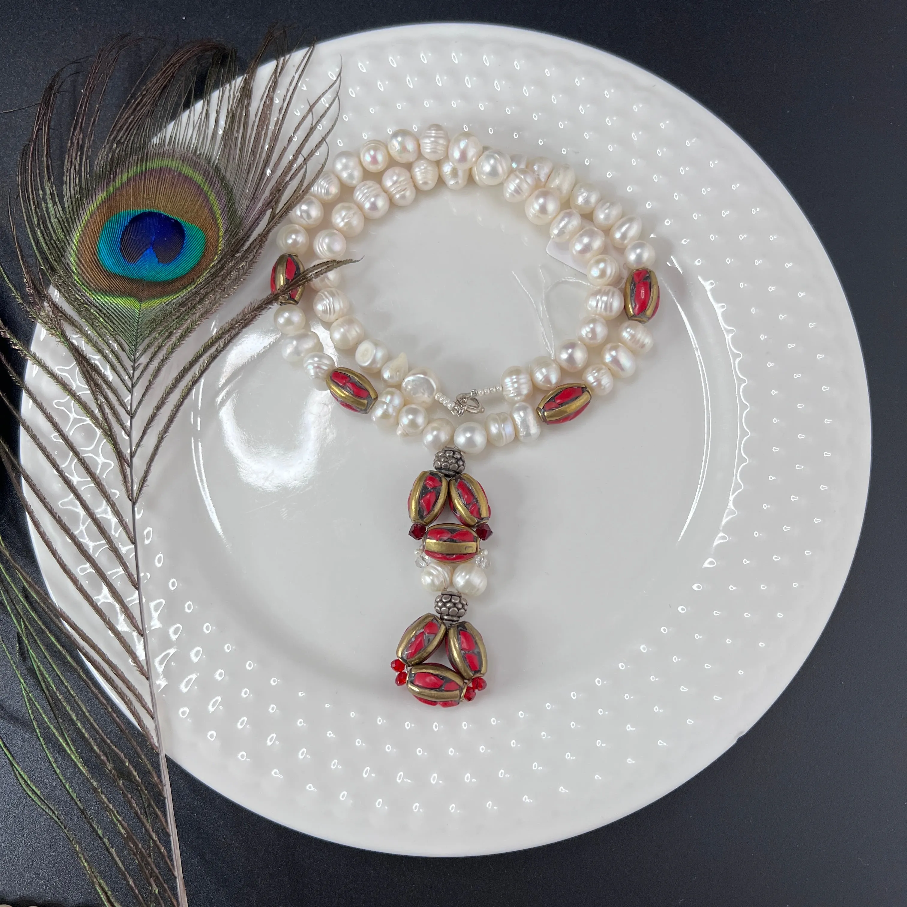 Tibetan and Pearl Necklace