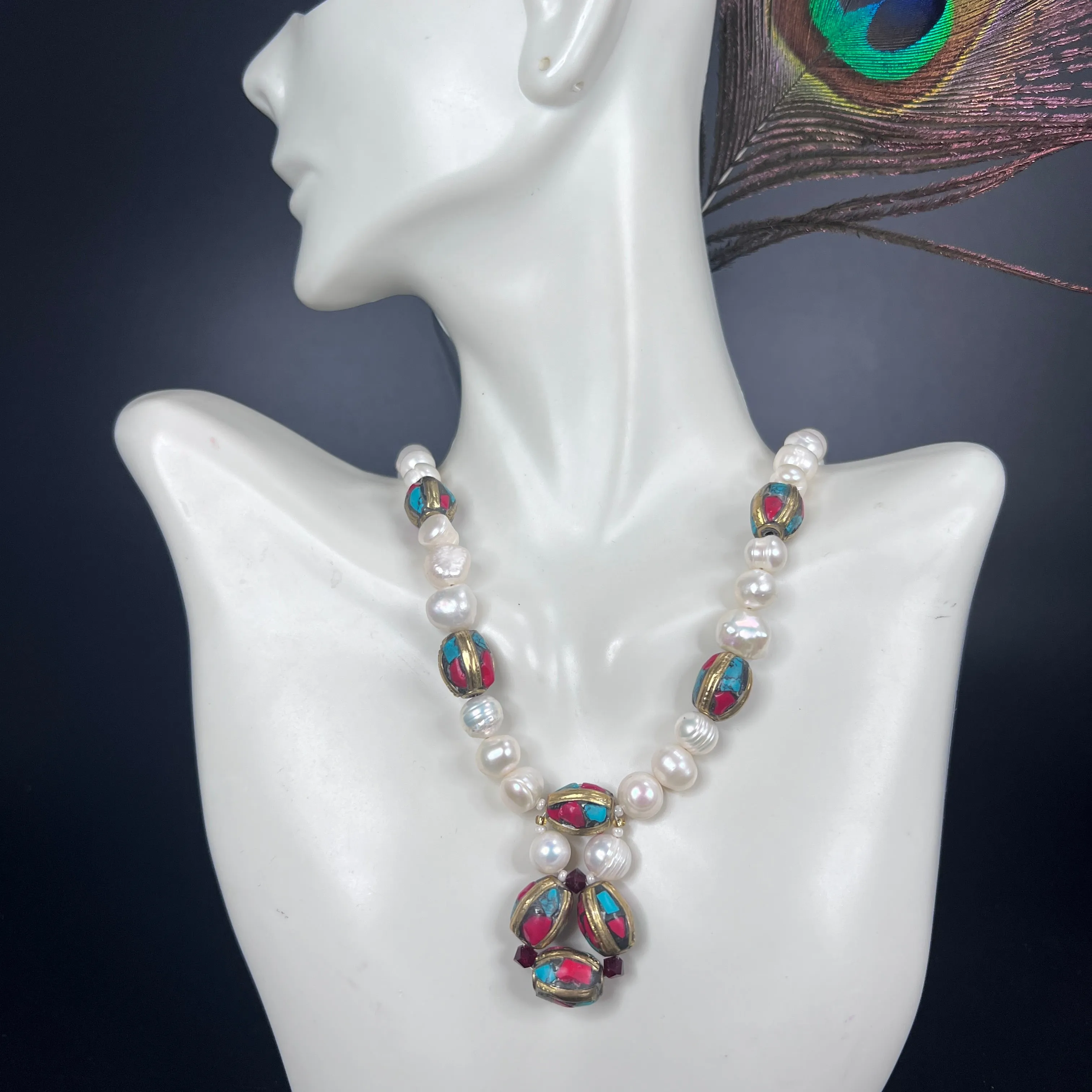 Tibetan and Pearl Necklace