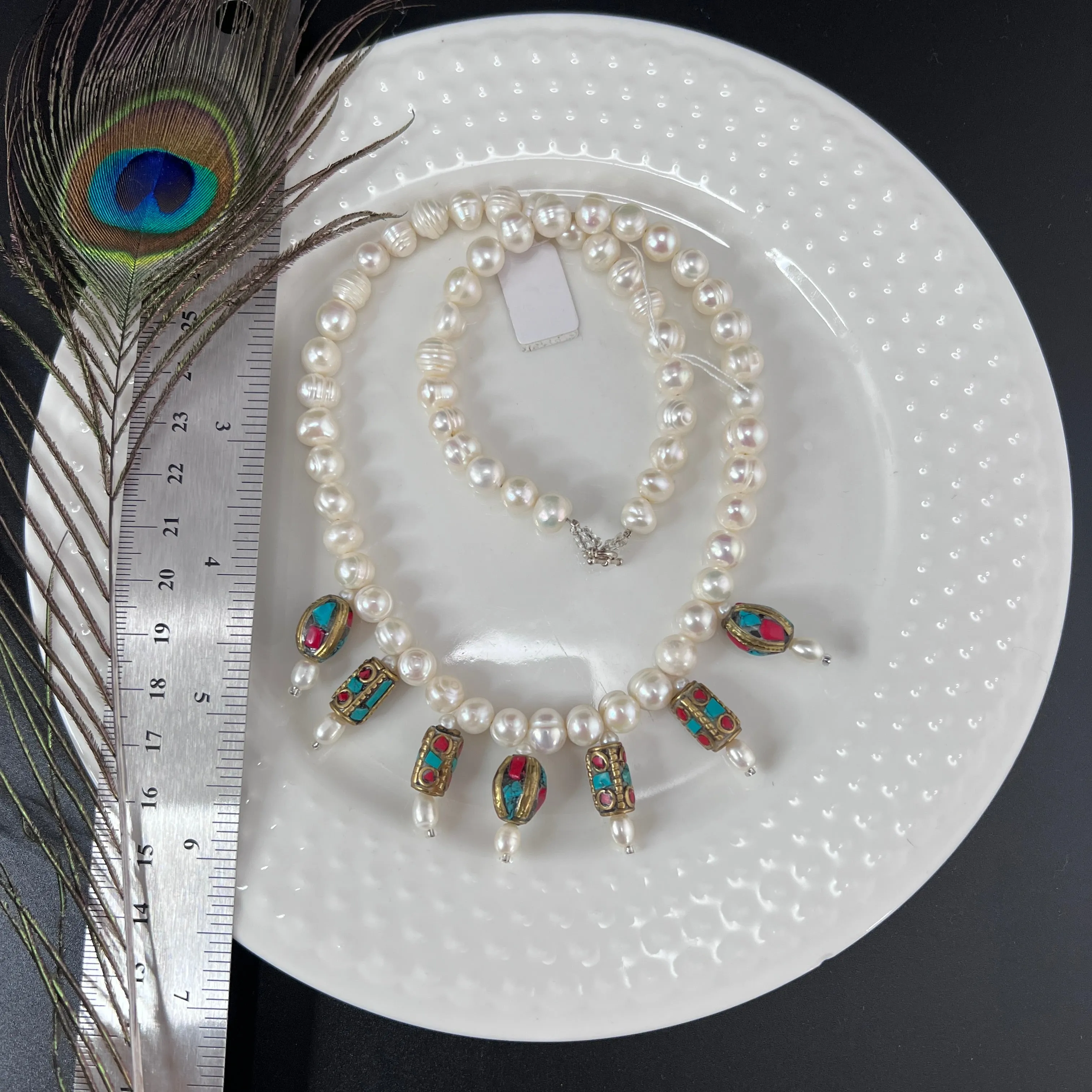 Tibetan and Pearl Necklace