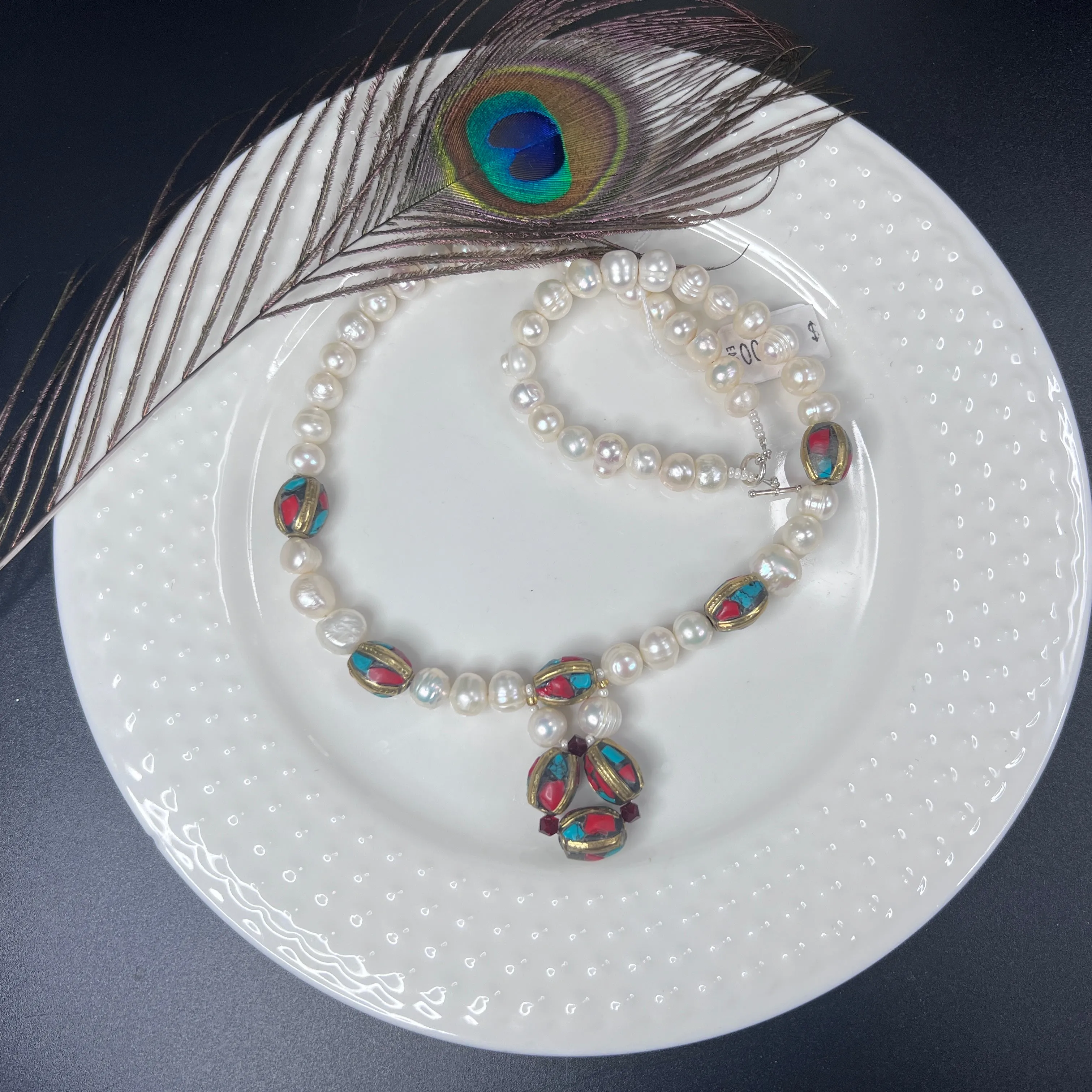 Tibetan and Pearl Necklace