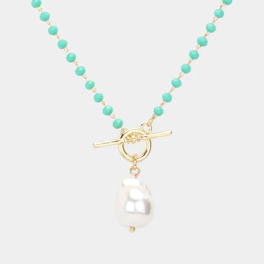 Turquoise Beads with Pearl Drop