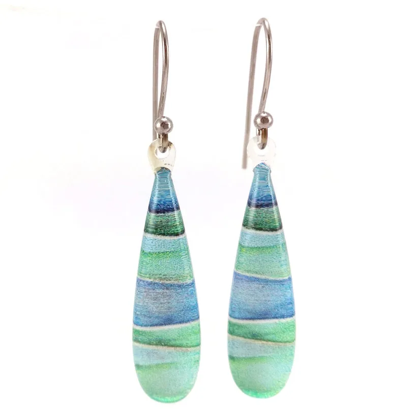 Turquoise Foiled Teardrop Pendant & Earrings Set
