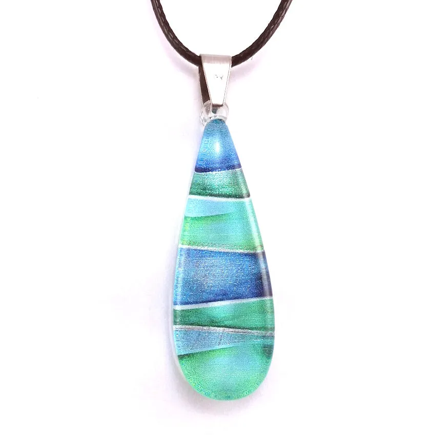 Turquoise Foiled Teardrop Pendant & Earrings Set