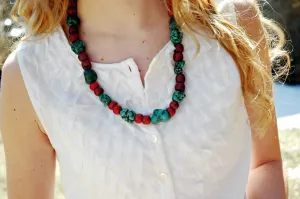 Turquoise Nugget with Sherpa Coral Spacer Necklace