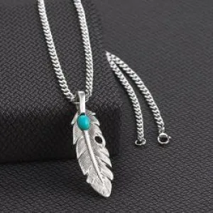 Twister Men's Turquoise Feather Necklace
