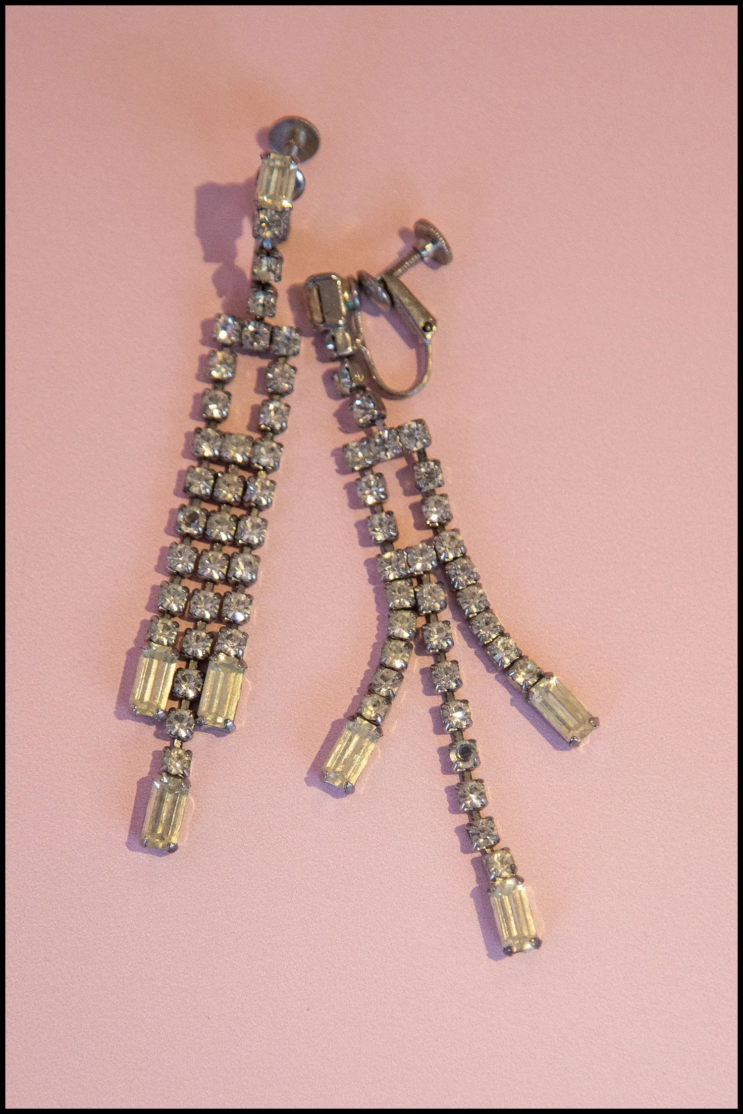 Vintage 1930s Rhinestone Chandelier Earrings