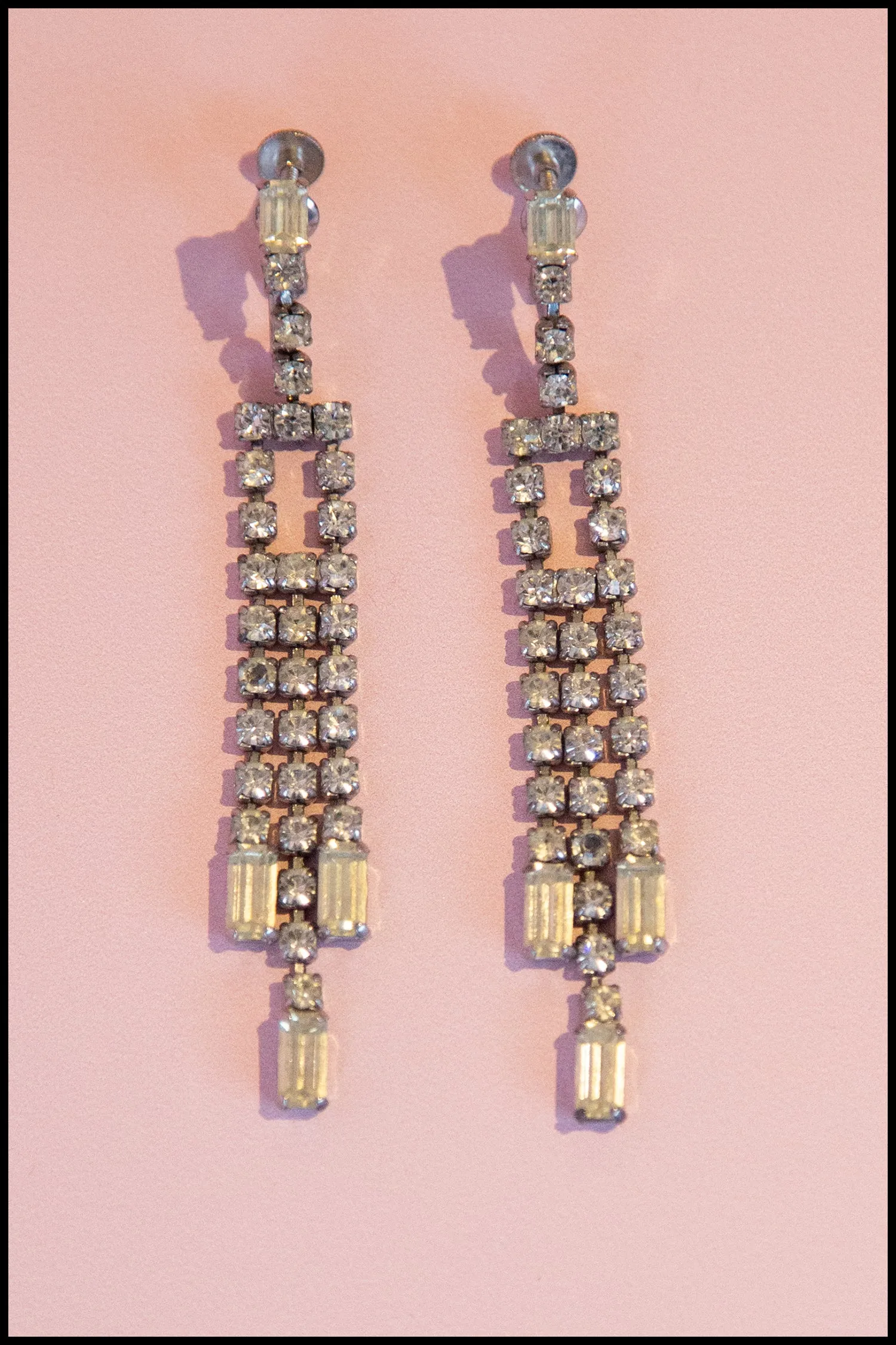 Vintage 1930s Rhinestone Chandelier Earrings