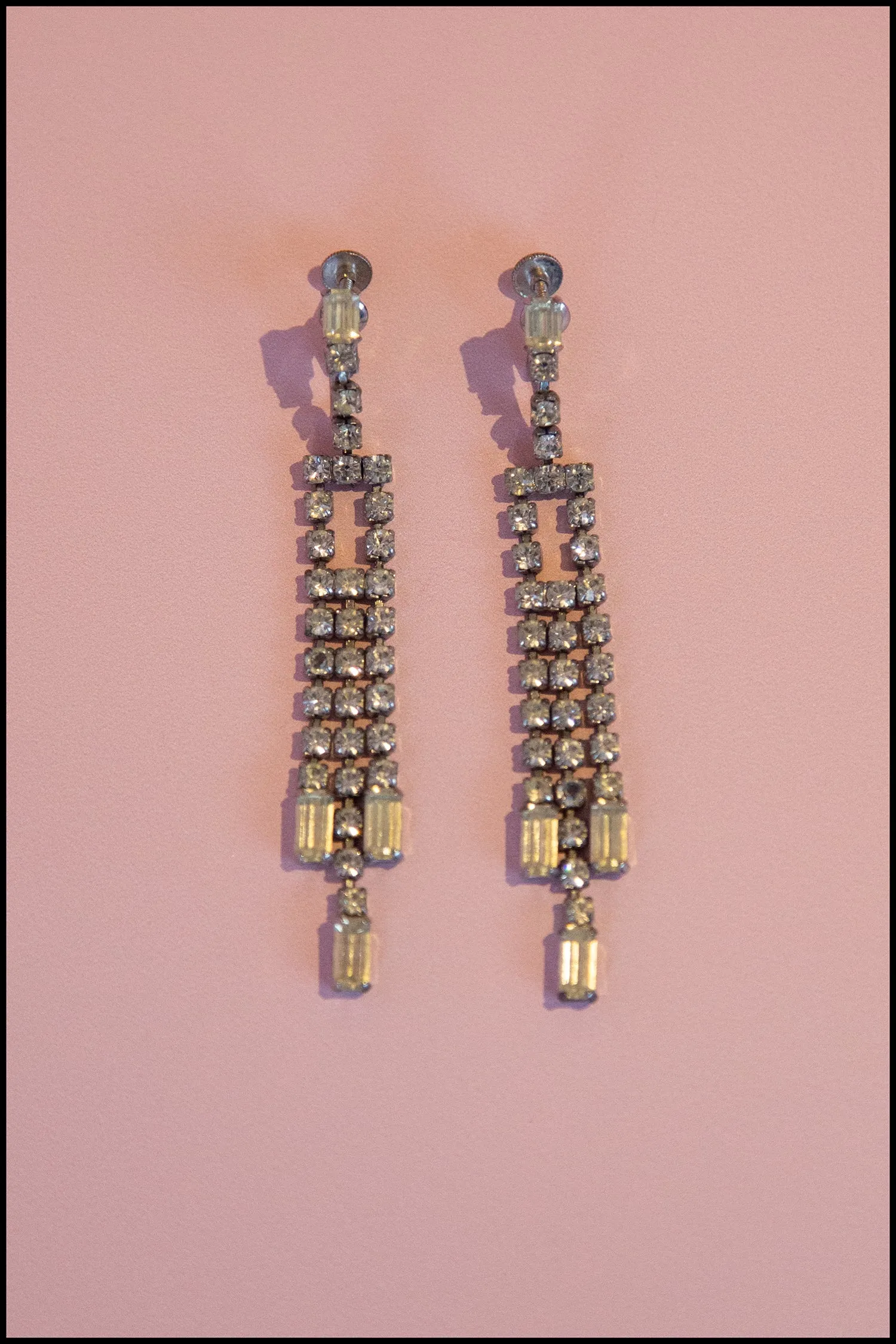 Vintage 1930s Rhinestone Chandelier Earrings