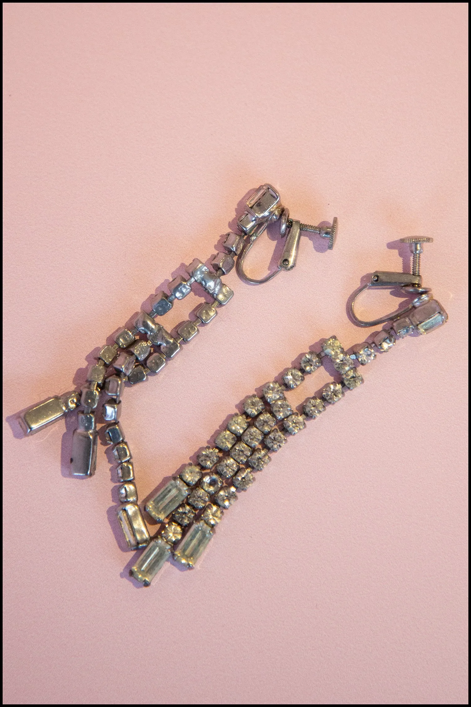 Vintage 1930s Rhinestone Chandelier Earrings