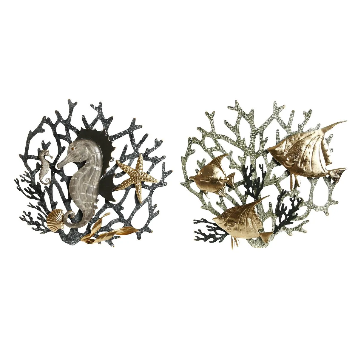Wall Decoration Home ESPRIT Golden Silver Coral Mediterranean 49,5 x 5 x 48,3 cm (2 Units)