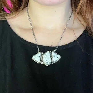 White Buffalo 3 Stone Genuine Necklace