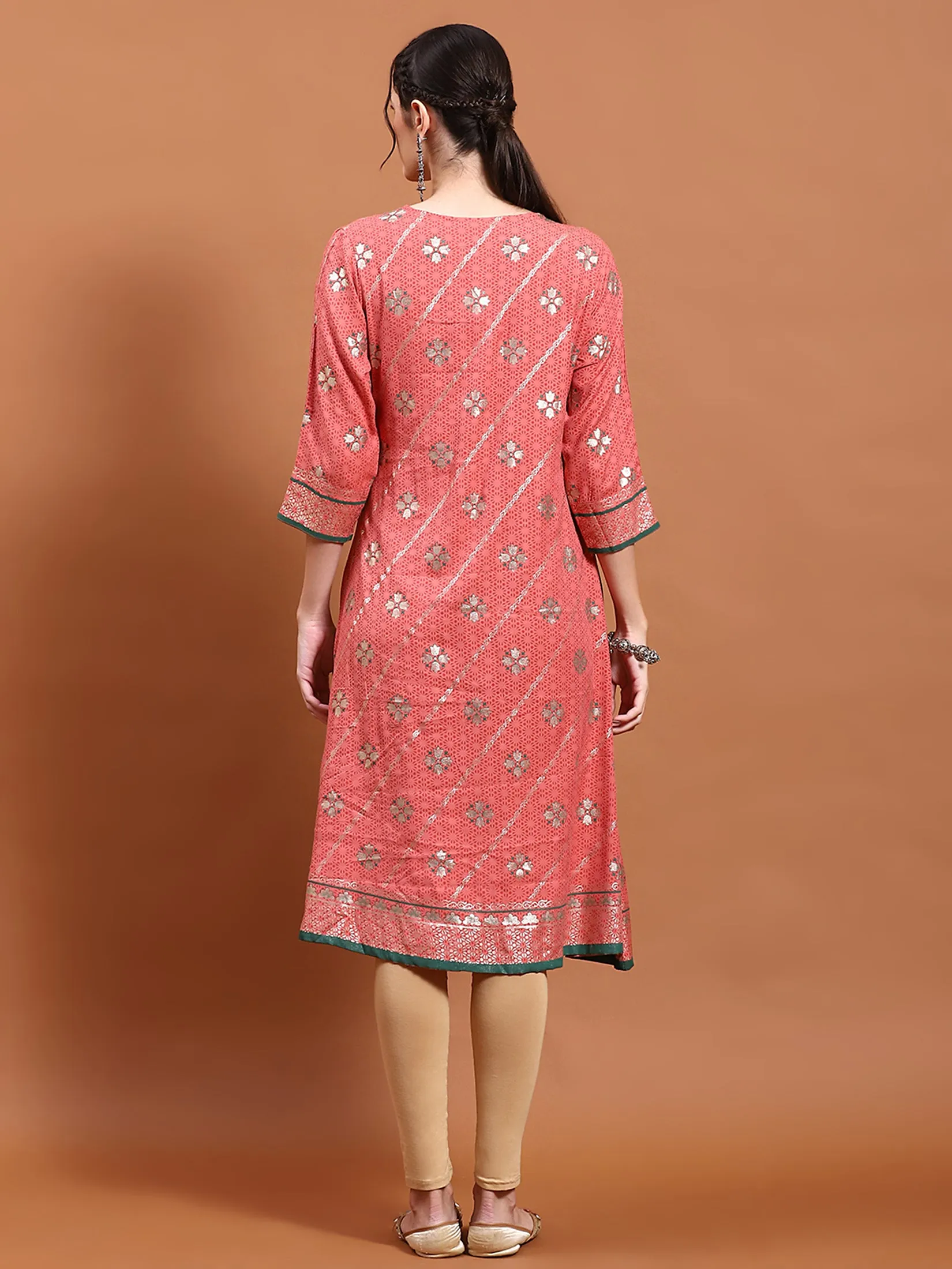 Women Coral Floral Print Kurta